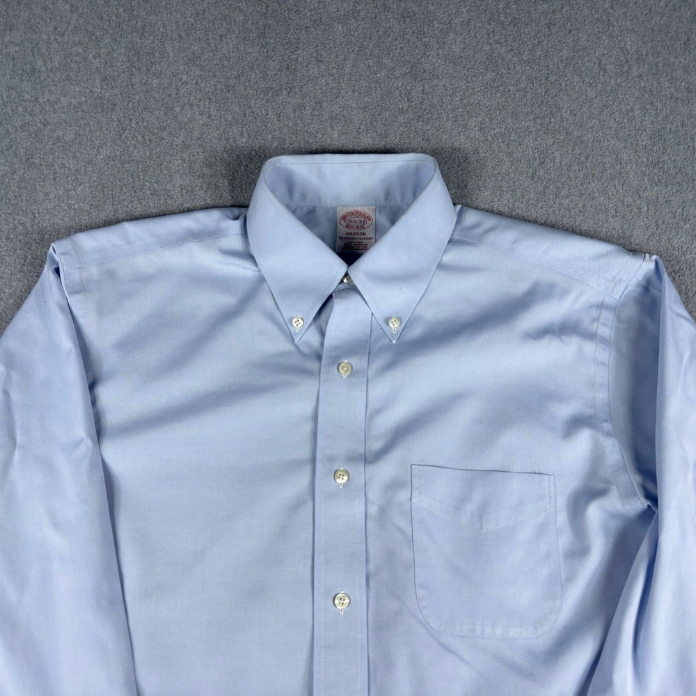 Brooks Brothers Madison Dress Shirt Mens‎ 15.5 33 Blue Non-Iron Supima Cotton